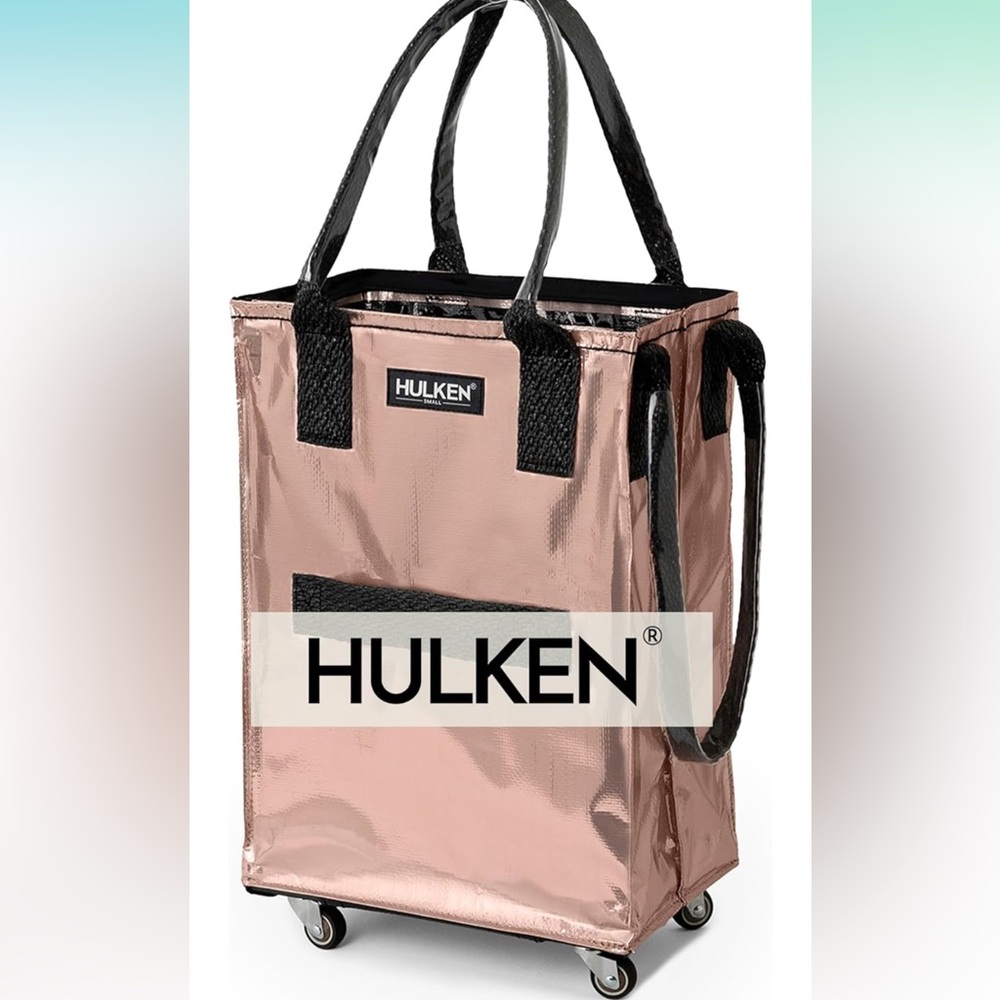HULKEN Rose Gold Tote Bag with Wheels